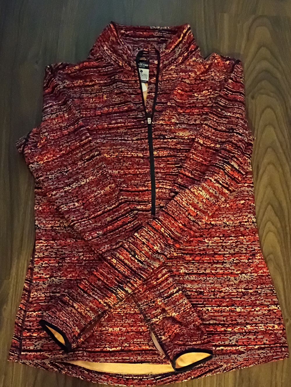 Nike Pro Marled Zip Top in Red and Orange